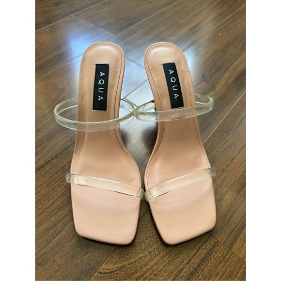 AQUA 6.5 Women's Kyle High Heel Slide Sandals clear - Picture 2 of 5